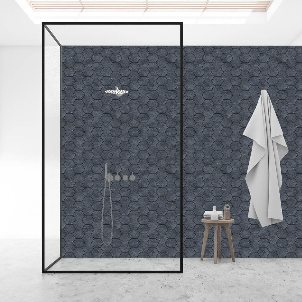 HDM SPC/vinyl vízálló fali panel, Basalt Honeycomb Tile