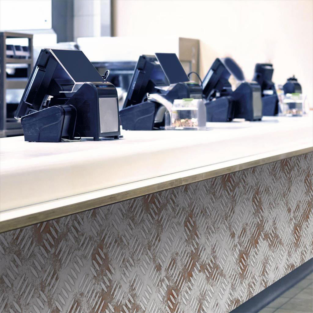 HDM SPC/vinyl vízálló fali panel, Weathered Diamond Plate