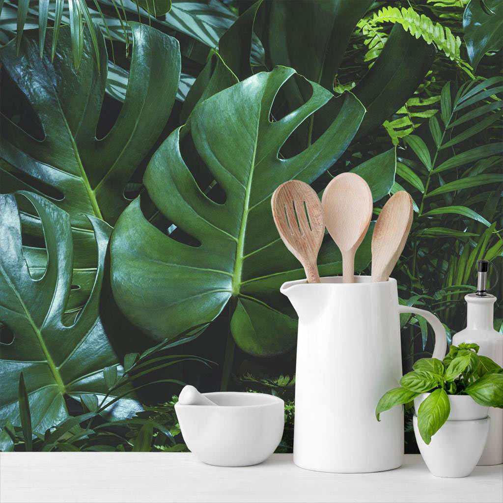 HDM SPC/vinyl vízálló fali panel, Tropical Forest Leaves (2605 x 964 mm)