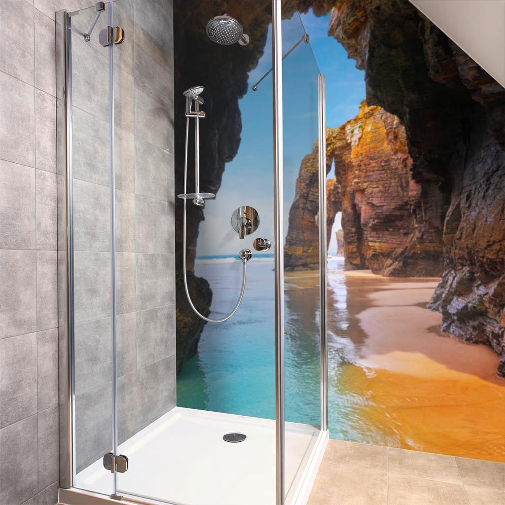 HDM SPC/vinyl vízálló fali panel, Beach Cave (2605 x 1928 mm)