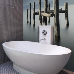 HDM SPC/vinyl vízálló fali panel, Wood Trunks in Smooth Water (2605 x 964 mm)